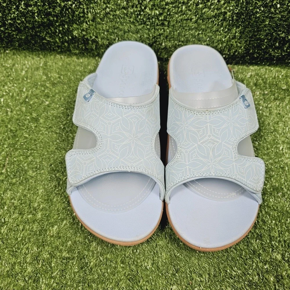 Spenco Orthotic Kholo Light Blue Slip On Comfort Sandals Womens Size 10